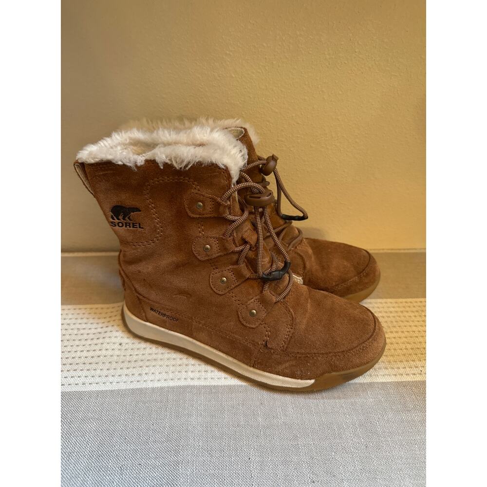 Sorel Whitney II Joan Lace Boots Youth Size 5 Brown suede leather lace up